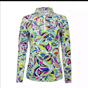 IBKUL Jackie Polo preppy Shirt Long Sleeve Golf Tennis Pickleball Cooling XS new